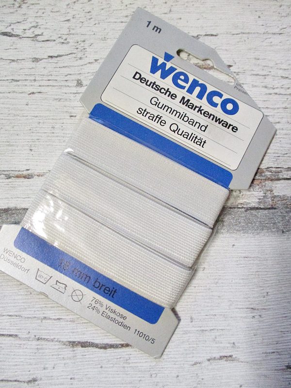 Gummiband Wenco gräulich-weiß flach breit 18mm 1m - Woolnerd